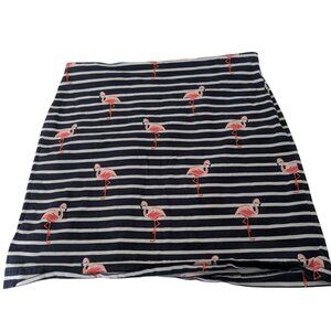 Talbots Factory Stripe Flamingo Skirt Womens Size 16 Blue Cotton Stretch